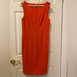 Tory Burch Vibrant Orange Midi Sheath Dress